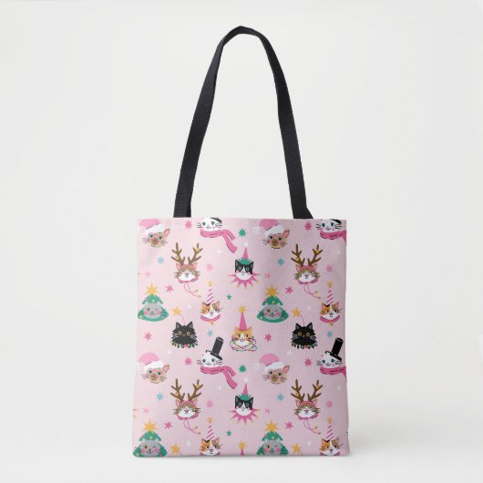 Feestelijke Kattengezichten in Vakantie Petten Pat Tote Bag (Voorkant)