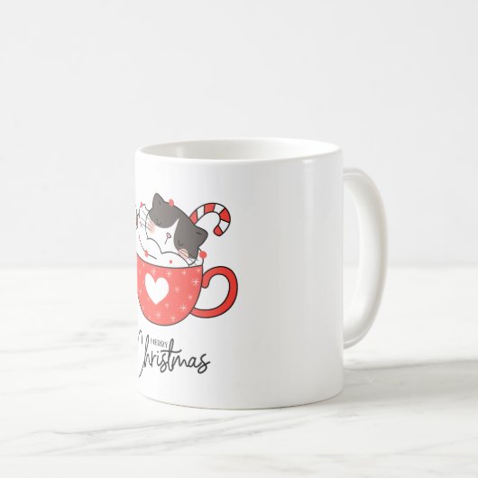 Feestelijke Kattenkoffie Mok: Perfect voor Vakanti Koffiemok (Voorkant rechts)
