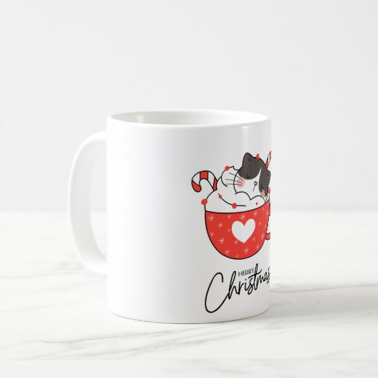 Feestelijke Kattenkoffie Mok: Perfect voor Vakanti Koffiemok (Voorkant links)