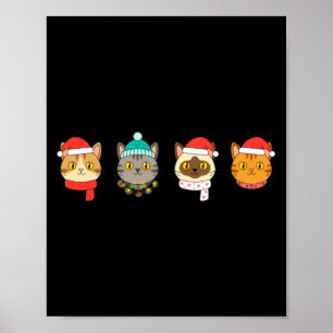 Feestelijke kattenopstelling, vakantie kattenkunst poster