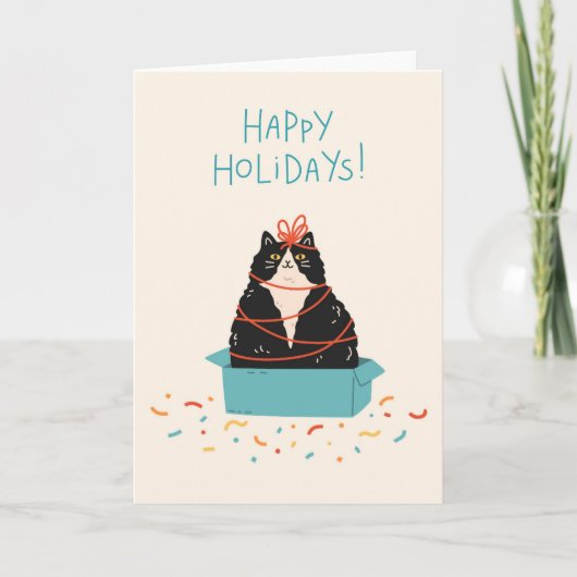 Feestelijke kattenvakantie feestdagen kaart (Voorkant)