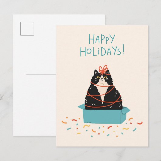 Feestelijke kattenvakantie feestdagenkaart (Voorkant / Achterkant)