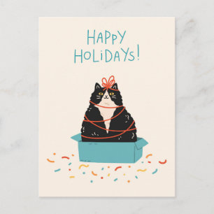 Feestelijke kattenvakantie feestdagenkaart