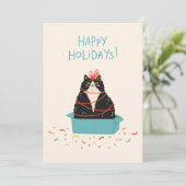 Feestelijke kattenvakantie feestdagenkaart (Staand voorkant)