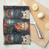 Feestelijke Kattenvakantie Theedoek (Quarter Fold)