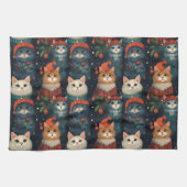 Feestelijke Kattenvakantie Theedoek (Horizontaal)