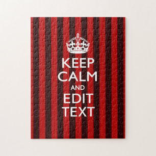 Feestelijke Keep Calm Uw tekst op rode strepen Legpuzzel
