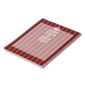 Feestelijke Keep Calm Uw tekst op rode strepen Notitieblok (Linkerzijde)