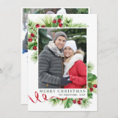 Feestelijke Kersbes Kerstgroet 2 Foto Feestdagenkaart (Voorkant / Achterkant)