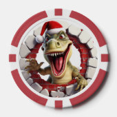 Feestelijke Kerst 3dee dinosaurus tekst toevoegen Poker Chips (Voorkant)