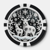 Feestelijke Kerst 3dee rendieren tekst toevoegen Poker Chips (Voorkant)