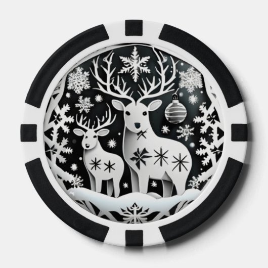 Feestelijke Kerst 3dee rendieren tekst toevoegen Poker Chips (Voorkant)