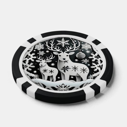 Feestelijke Kerst 3dee rendieren tekst toevoegen Poker Chips (Enkel)