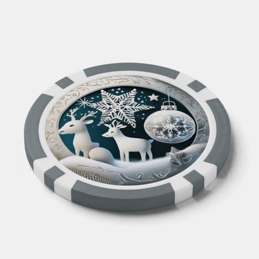 Feestelijke Kerst 3dee rendieren tekst toevoegen Poker Chips (Enkel)