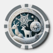 Feestelijke Kerst 3dee rendieren tekst toevoegen Poker Chips (Voorkant)