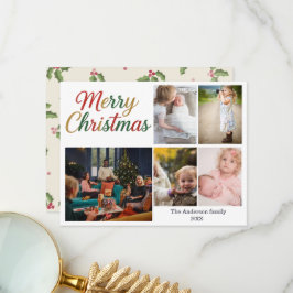 Feestelijke Kerst 5 Foto Vakantiekaart Bedankkaart