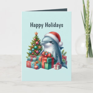 Feestelijke Kerst Aanpasbare Dolfijn Feestdagen Kaart