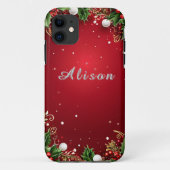 Feestelijke Kerst Achtergrond met Holly, Berries Case-Mate iPhone Case (Achterkant)