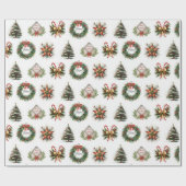 Feestelijke kerst Afbeeldingen op wit Cadeaupapier (Vlak)