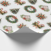 Feestelijke kerst Afbeeldingen op wit Cadeaupapier (Hoek)