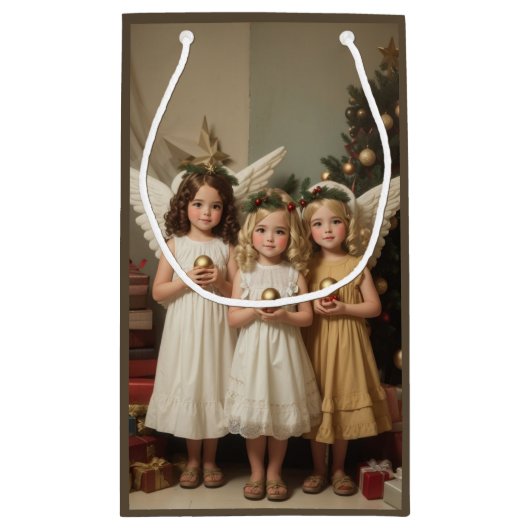 Feestelijke Kerst Angels Vakantie waterverf Klein Cadeauzakje (Achterkant)