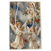 Feestelijke Kerst Angels Vakantie waterverf Medium Cadeauzakje (Voorkant)