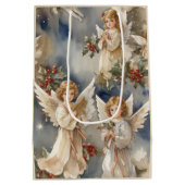 Feestelijke Kerst Angels Vakantie waterverf Medium Cadeauzakje (Achterkant)