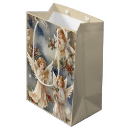 Feestelijke Kerst Angels Vakantie waterverf Medium Cadeauzakje