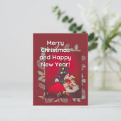 Feestelijke kerst Baby Sulcata schildpad in rood p Briefkaart (Staand voorkant)