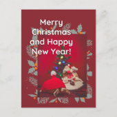 Feestelijke kerst Baby Sulcata schildpad in rood p Briefkaart (Voorkant)