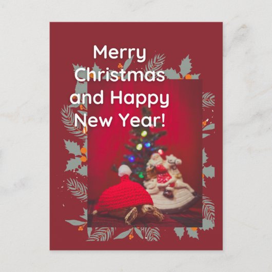 Feestelijke kerst Baby Sulcata schildpad in rood p Briefkaart (Voorkant)