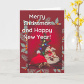 Feestelijke kerst Baby Sulcata schildpad in rood p Kaart (Gele Bloem)