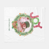 Feestelijke KERST Baby's Eerste Kerst FOTO Fleece Deken (Voorkant (Horizontaal))