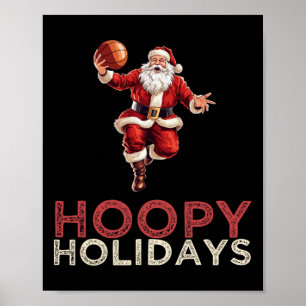 Feestelijke Kerst Basketbal Santa 1 Poster