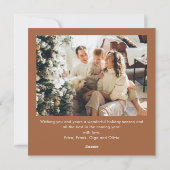 Feestelijke Kerst Beige Boho Bow Ribbon 2 Foto Feestdagenkaart (Achterkant)