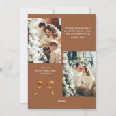 Feestelijke Kerst Beige Boho Bow Ribbon 3 Foto Feestdagenkaart (Achterkant)