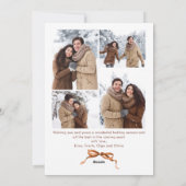 Feestelijke Kerst Beige Boho Bow Ribbon 5 Foto Feestdagenkaart (Achterkant)