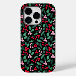Feestelijke kerst Berry Delight naadloos patroon Case-Mate iPhone 14 Pro Hoesje