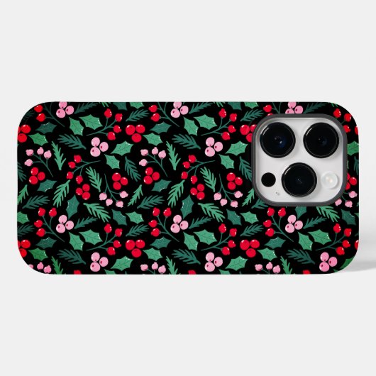 Feestelijke kerst Berry Delight naadloos patroon Case-Mate iPhone Case (Achterkant (horizontaal))