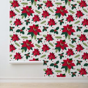 Feestelijke kerst betegelde bloemen behang