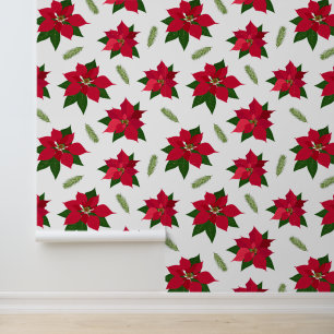 Feestelijke kerst betegelde bloemen behang