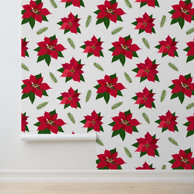 Feestelijke kerst betegelde bloemen behang (Applicatie)