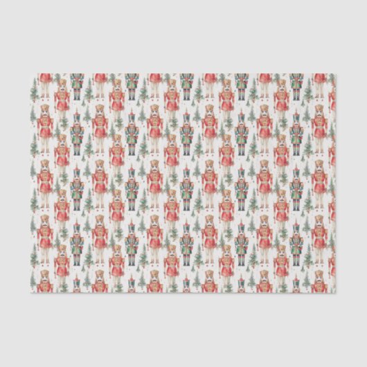 Feestelijke kerst betegelde notenkraker waterverf tissuepapier (Voorkant)