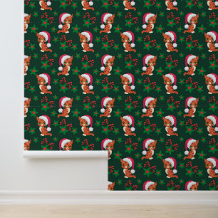 Feestelijke kerst betegelde patroon kat behang