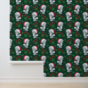 Feestelijke kerst betegelde patroon kat behang