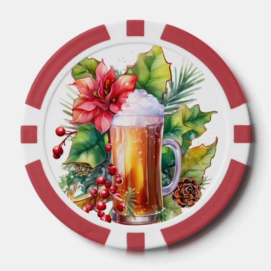 Feestelijke kerst bier gratis drink poker chips (Voorkant)