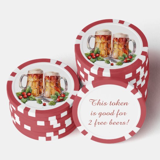 Feestelijke kerst bier gratis drinken Poker Chips (Opstapeling)
