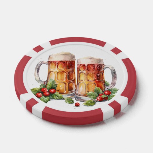 Feestelijke kerst bier gratis drinken Poker Chips (Enkel)