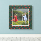 Feestelijke Kerst Bloemen Lijst | Aangepaste foto Canvas Afdruk (Insitu (Houten vloer))