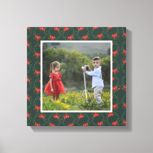 Feestelijke Kerst Bloemen Lijst | Aangepaste foto Canvas Afdruk (Voorkant)
